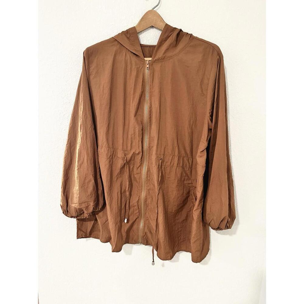 Emery Rose Woman’s Brown Lightweight Jacket with Hood 2XL